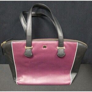 Mywalit Purple Black Colorblock Leather Purse Tote Shoulder Bag